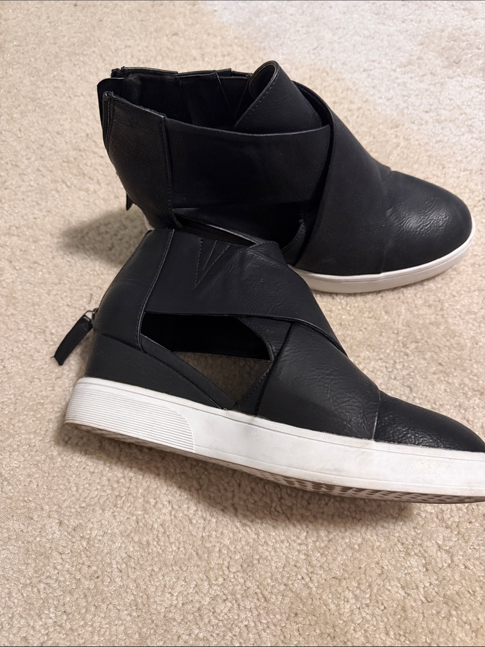 Women's Black Slip-On Wedge Sneaker Boot